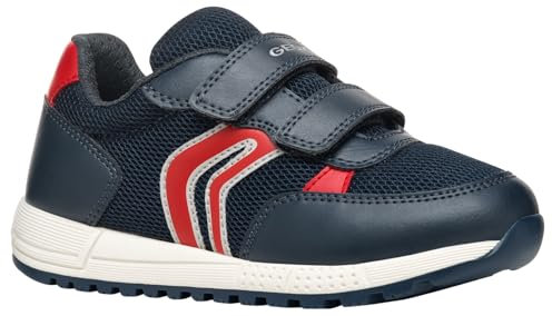 Geox J ALBEN Boy C Sneaker, Navy/Red, 39 EU