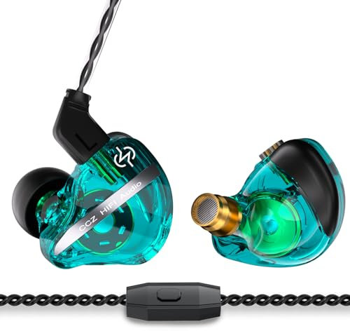 CCZ DC01 PRO HiFi In Ear Monitor Auricolari Potente diaframma per bassi Auricolari da gioco cablati Cuffie con cavo a latenza 0 reale Microfono HD per chiamate musicali Giochi(Verde, microfono)