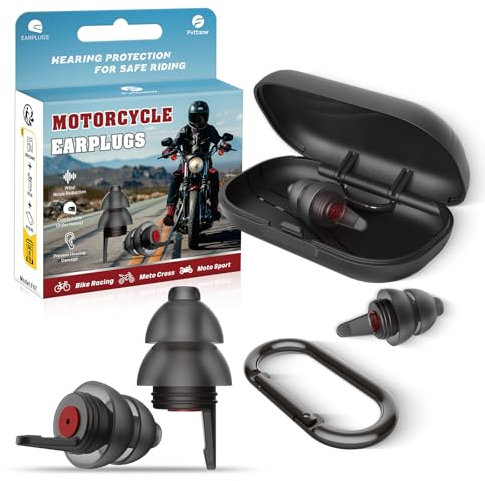Motorrad Ohrstöpsel, Windgeräusche Verringern & Verkehr noch hörbar, Gehörschutz Ohrenstöpsel für Motorradfahrer, Fahrrad, Renn, Touring -Wiederverwendbar, 25dB Geräuschminderung Earplugs, 2 Größen