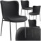 tectake® 4er Stuhl Set, Polsterstuhl für Küche, Esstisch, Sessel Schminktisch, Cocktailsessel, Elegante Esszimmerstühle oder Wohnzimmerstühle für edles Dining - Webstoff schwarz/schwarz