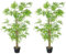 Outsunny Lot de 2 bambous artificiels Hauteur 1,5 m 644 Feuilles denses réalistes Pot Inclus Noir avec Lichen Vert