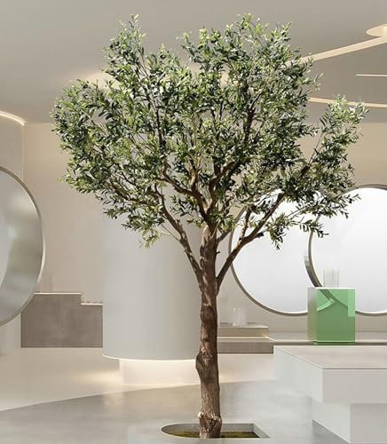 KIBONCY Large Fake Live Tree, Artificial Olive Tree, Faux Olive Tree Plant With Natural Tree Trunk and Fruits for Modern Home Office Living Room Floor Decor Indoor 13ft