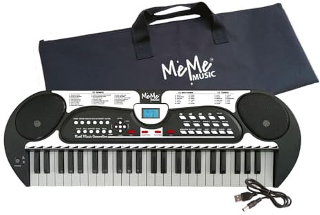 Tastiera Digitale MeMe, 49 Tasti, 100 Suoni, 100 Ritmi, Registrazione, Borsa Inclusa, Tastiera Scolastica