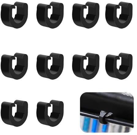 Bicycle Cable C-Clips Black 10Pcs: Brake Cables Clamps for Bicycles - Housing Hose Guide Clamps