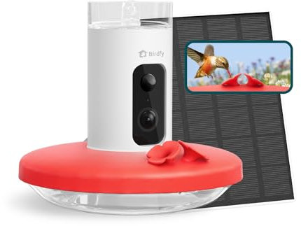 Birdfy Smart Hummingbird Feeder with Camera, Auto Record Bird Video, Instant Notification, Live View, Solar Powered Hummingbird Feeders for Outdoors Hanging, Ant Bee Proof, 14oz, Gift for Bird Lovers