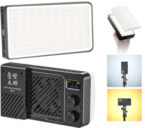 ULANZI P40 Bi-Color LED Videolicht 40W Tragbar mit 5000mAh Akku, CRI96+ 2700K-6500K Kamera Licht, PD-Schnellladung, integrierte Lüfter, Magnetdiffusor & 1/4-Gewinde für Foto- und Videobeleuchtung