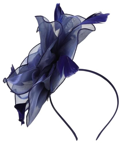 Healeved Fascinator Hut Mesh Federn Blume Retro Karneval Kopfschmuck Damen Haarschmuck Haarspange Ornament Hut für Frauen Pferderennen Modenschau