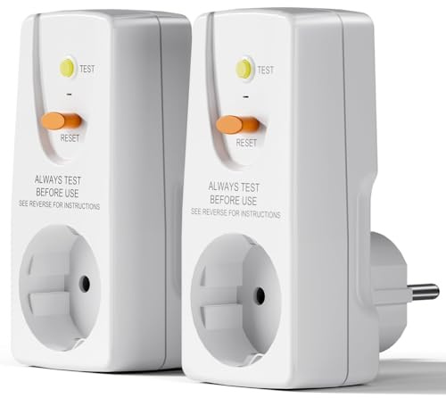 Ocnvlia Paquete de 2 Enchufes de Protección Fugas GFCI de 16 A, RCD, Disyuntor Doméstico, Interruptor de Corte, Enchufe de Protección Personal, Enchufe de la UE