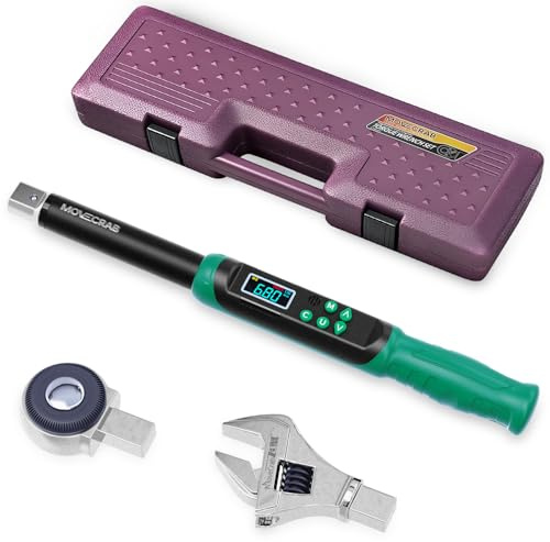 MOVECRAB Chiave dinamometrica digitale con teste intercambiabili, chiave dinamometrica regolabile di precisione con cricchetto e teste aperte regolabili, 5-100 ft.lbs/6.8-135N.m (9 x 12 mm 3/8)
