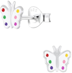 Monkimau Mädchen Ohrringe Schmetterling | Ohrstecker aus 925 Sterling Silber | Kinderohrringe hypoallergen