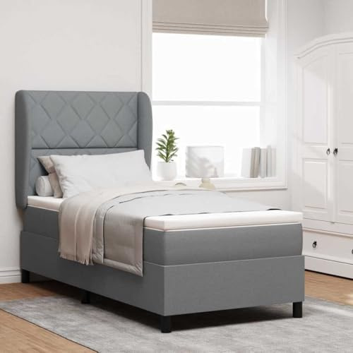 vidaXL Boxspringbett mit Matratze Hellgrau 90 x 200 cm Stoff, Verstellbares Bett, modernes Schlafzimmermöbel, rechteckige Boxspring, schicker Rahmen, gemütliche Schlaflösungen