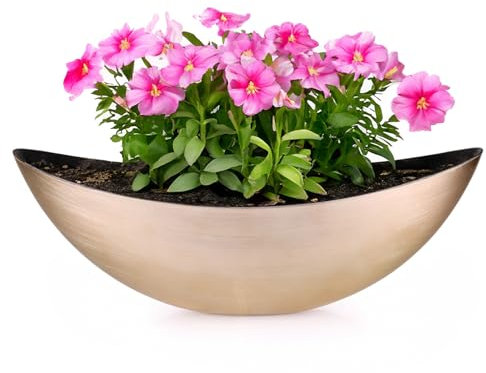 matches21 HOME & HOBBY Ovale Pflanzschale als große 39 cm Vintage Outdoor Deko-Schale Gold-Farben