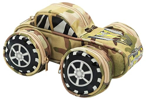YORISMAL Militärgelber Geländewagen-Stifteetui, spezielles Federmäppchen für den Schulbeginn, kreatives Geländewagen-, im Camouflage-Stil mit Automotiv-Motiv speziell für Schüler.