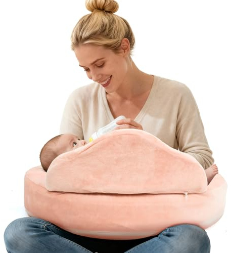 YGJT Nursing Pillow, Baby Breastfeeding Pillows, Memory Foam Feeding Pillow with Removable Cover and Adjustable Waist Strap, Baby Essentials for Newborn, Baby Gifts (Pink)