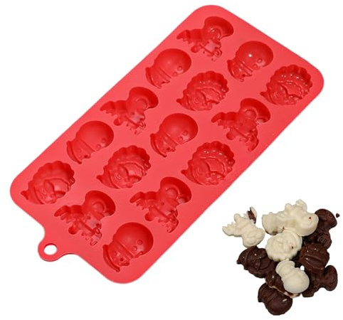 Moules de Noël en silicone | Plateau antiadhésif de 15 cavités | Moules à gâteau de Noël alimentaires | pour Clay Crafts Dessert Gummy Choclate Soap Candle Gally Wax