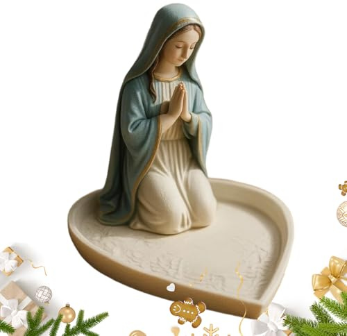 Jukeoiu Rosenkranzhalter Mit Betender Maria, Schmuckständer, Religiöser Katholischer Rosenkranzhalter Für Wohnzimmer Bücherregal Schlafzimmer Schreibtisch Nachttisch