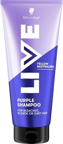 Schwarzkopf LIVE Purple Shampoo with Anti-Yellow Effect, 200ml | Ideal For Bleached, Blonde and Grey Hair, Eliminates Brassiness and Yellow Tones, Cool-Toned Blonde Results, Silicone Free