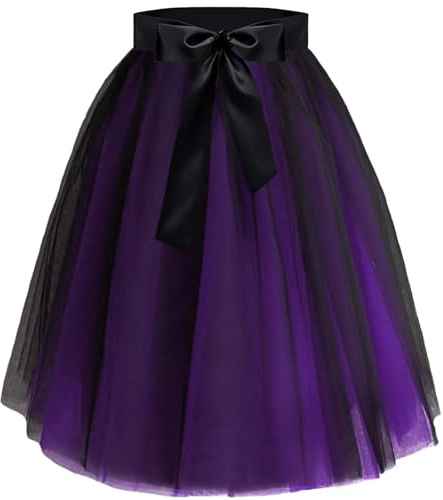 YOUYIKE Gonna Tulle Donna, 65cm Lunga Vestito Gonna Strega Carnevale 5 Piani Taglia Unica per Tutti, Gonna Elegante Donna Sottogonna Tulle per Cosplay Halloween Festa