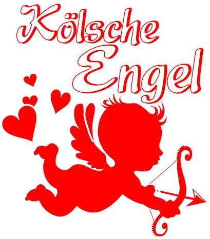 Kölner Fensterbilder, Adhäsiv, wiederverwendbar (Kölsche Engel 50 x 44cm) | Die Adhäsivfolie haftet ohne Klebstoff und lässt sich für den nächsten Einsatz wieder abnehmen und erneut verwenden.