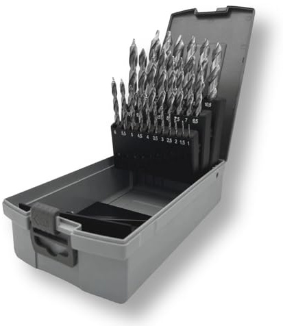 V-Tools Stufen-Spiralbohrer Set 25-tlg. (1–13 mm) | HSS M2 DIN 338 | Präzise Metallbohrer ohne Vorbohren | Ideal zum Ausbohren von Nieten & Stehbolzen | Für Metall, Blech, Kunststoff & Holz