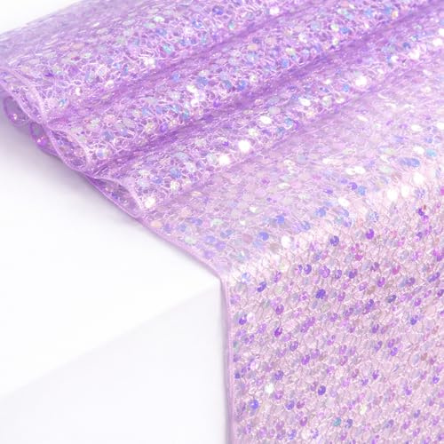 Glitzernder Pailletten Tischläufer Meerjungfrau Geburtstag Deko, Glitzer Tischläufer für Tischdeko, Party, Hochzeit (Lila, 30*275cm)