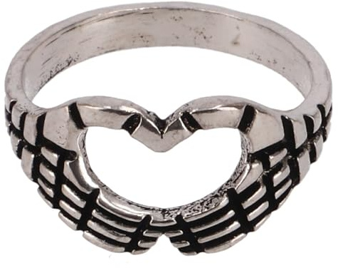 GURU SHOP Messing Modeschmuck Ring mit Herz Motiv, Unisex, rustikal | Strukturierte Oberfläche, markantes Design, detailreiche Verarbeitung, hochwertiger Modeschmuck.