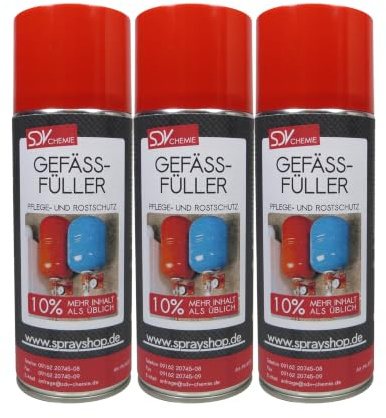 SDV Chemie Gefässfüller 3x 400ml für Ausdehnungsgefäße | Gefäßfüller, Spray, Prüfung des Ausdehnungsgefäss