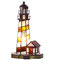 Bieye L30616 Leuchtturm-Tischlampe im Tiffany-Stil, Buntglas-Akzent-Tischlampe, Nachtlicht für Heimdekoration (6 x 6 x 11, Bernstein)