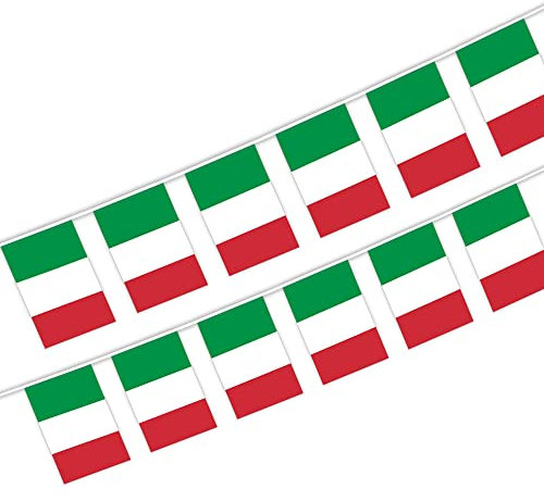 10 metri 30 pezzi Bandiera Italia Bandiera Italiana Striscione per Festa Nazionale Festa Festa Sfilate Coppa dei Campioni Giochi di Calcio Bar Decorazioni 21,5 x 14 Cm