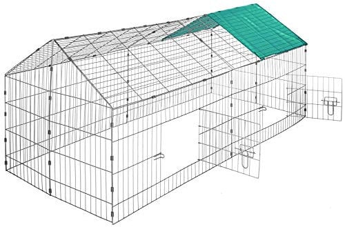 tectake® Freilaufgehege Kaninchen, Hasenstall draußen, Meerschweinchen Käfig, Laufgitter mit Sonnenschutz, Hasenkäfig, Steckzaun, Kleintierkäfig, Meerschweinchen Gehege, 180 x 75 x 75 cm - grün