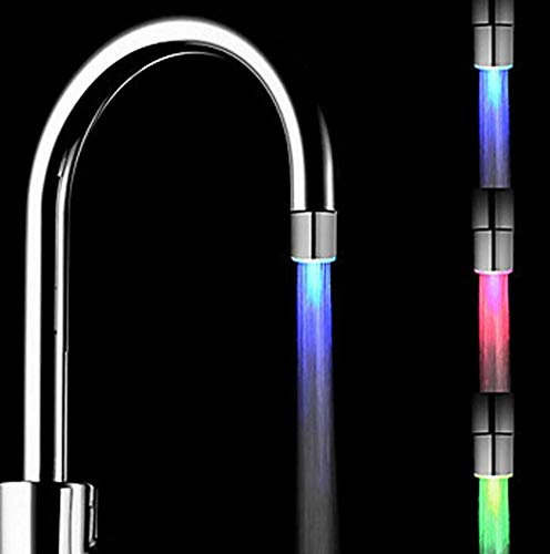 Garosa Temperatursensor-Steuerung Spültischarmatur 3-farbig LED-Licht Wasserstrahl mit Filtergitter, ohne Batterie