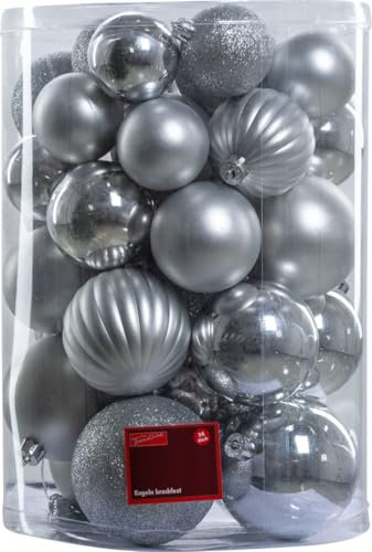 TrendLine Christbaumkugeln 34 Kugeln Ø Silber Weihnachtskugeln Weihnachten