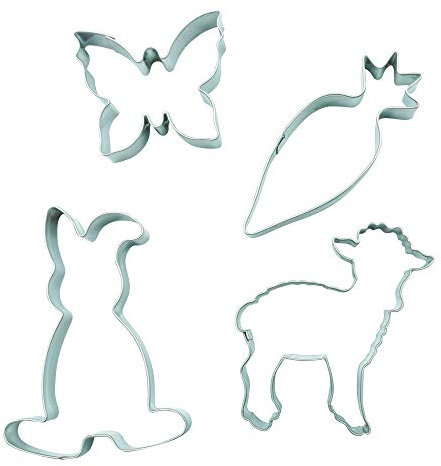 BekkiB 4er Set Hase Lamm Möhre Schmetterling Ausstecher Ausstechform Keksausstecher Ostern Schaf Karotte