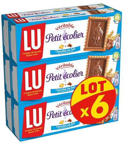 Lu Petit Écolier - Biscuit au Chocolat au Lait - 6x150g | 6 Boîtes de 150g | Petit beurre craquant surmonté d'une tablette de chocolat au lait fondant | Idéal pour le goûter