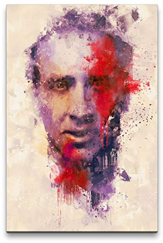 Nicolas Cage Porträt Abstrakt Kunst Schauspieler Farben 60x90cm Leinwandbild
