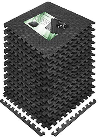 DOOHALO Puzzle Exercise Mat,Protective Gym Flooring Mat 60cmx 60cm,Non Slip Rubber Floor Cushions,EVA Interlocking Foam Tiles Mats,for Home Fitness,Sport,Yoga,Workout