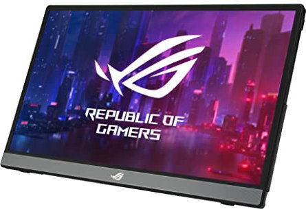 ASUS ROG Strix XG16AHPE 144Hz Gaming Monitor, 15.6-inch FHD (1920 x 1080), 144 Hz, IPS panel, G-SYNC compatible, 7800 mAh battery, fold-out kickstand, USB Type-C, micro HDMI, ROG sleeve, black