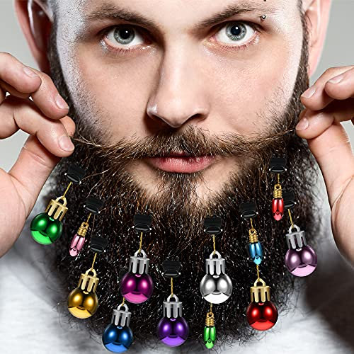 12 Stücke Bart Ornamente Weihnachten Beard Kugeln Dekorationen Gesicht Haar Kugeln Dekoration für Männer Frauen Haar Weihnachten Ferien Dekorationen
