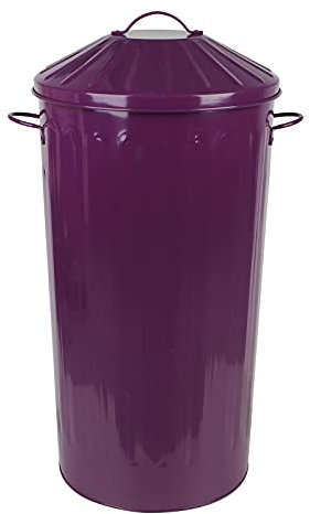 46 Litre Vintage Style Metal Tapered Dustbin & Lid - Purple - 70cm (H) x 33cm (Dia)