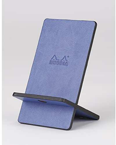 Rhodia 194424C - Handyständer Rhodiarama, elegant aus italienischem Kunstleder, 13x8x8,5 cm, Saphirblau, 1 Stück