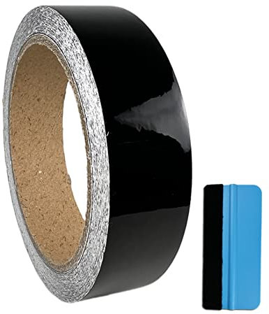 NewL Rotolo di nastro adesivo in vinile nero lucido con sistema di rilascio dell'aria (2,5 cm x 900 cm)