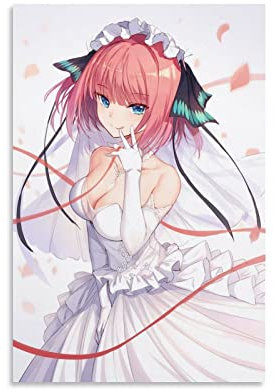 Nakano Nino Anime-Poster 5 Toubun No Hanayome Hochzeitskleid, 4 Poster, coole Kunstwerke, Malerei, Wandkunst, Leinwanddrucke, hängendes Bild, Heimdekoration, Poster, Geschenkidee, 30 x 45 cm