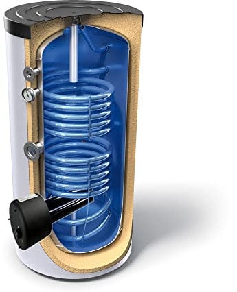 Kombinierter Warmwasserspeicher, Standspeicher 160 Liter mit 2 Heizregister und gekapselten 2200W keramischen Heizelement