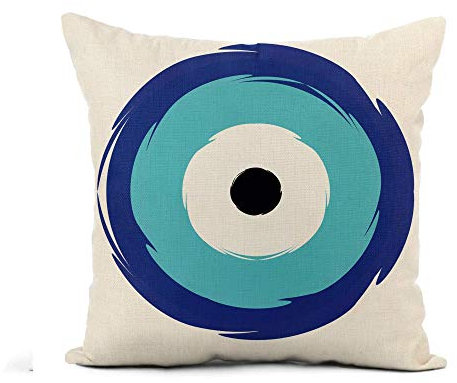 Sofakissen Bezug Griechenland Griechisches Blaues Böses Auge Symbol des Schutzamuletts Dekokissenbezug Modernen Dekokissen Kissenbezüge Doppelseitige Kissenhüllen Für Sofa Bett 45X45Cm