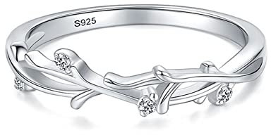 Musihy Statement Ring, Ringe Silber Blatt Zirkon Silberring Silber Ringgröße 52 (16.6)
