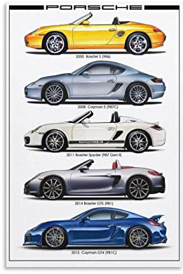 Poster Supercar Porsche Cayman Gt4 - Décoration murale pour salon, chambre à coucher - 30 x 45 cm