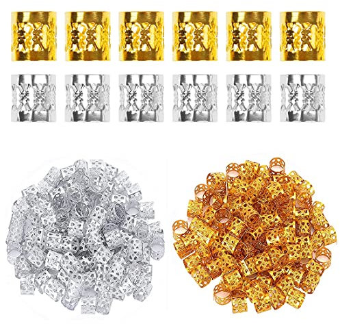 Androxeda 80 Stück Gold Haarschmuck für Frauen Zöpfe Eisen Dreadlock-Perlen Zopf Zubehör Metall Haar Manschetten für Zöpfe für Mädchen