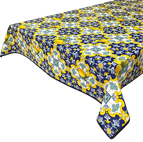 FALA BRAND Tovaglia Plastificata Rettangolare 140x240 Cerata in PVC con Bordino Impermeabile Copritavolo 8 Posti per Soggiorno E Cucina Moderno Antimacchia Facile da Pulire