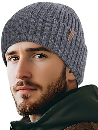 Outdoor Shaping Warme Merino Wollmütze Ribbed, Winter Strickmütze Herren Damen, Atmungsaktive Beanie 100% Wolle für Outdoor Laufen Skifahren