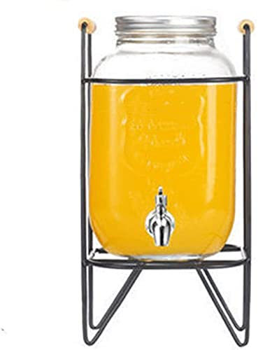 Getränkespender Bierzapfanlage Saftspender Glas Getränkespender Mason Home Outdoor Picknick BBQ Partys Mit & Metallregal for Wasser (Size : 8L)